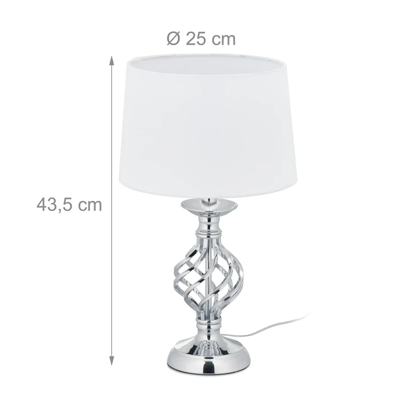 Lampe de table moderne réglable fonction tactile 43,5 x 25 cm éclairage indirect ambiance cosy en métal argenté 13_0009890