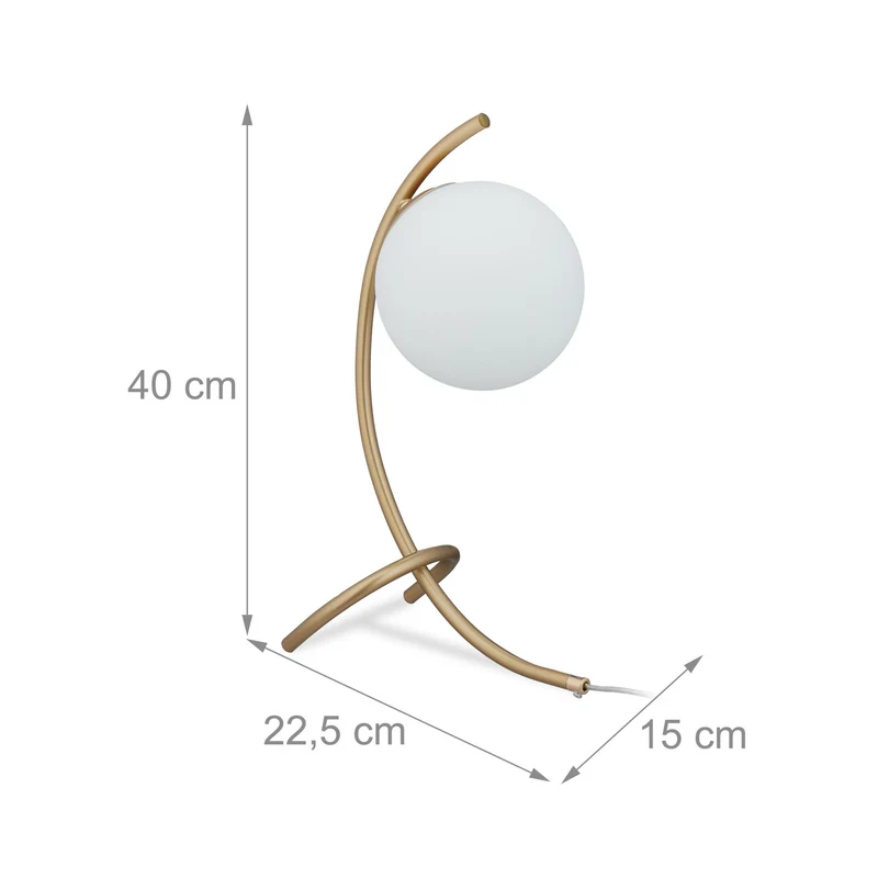 Lampe de table au design incurvé moderne ambiance cosy espace nuit 30 x 30 x 50 cm en métal doré 13_0009691