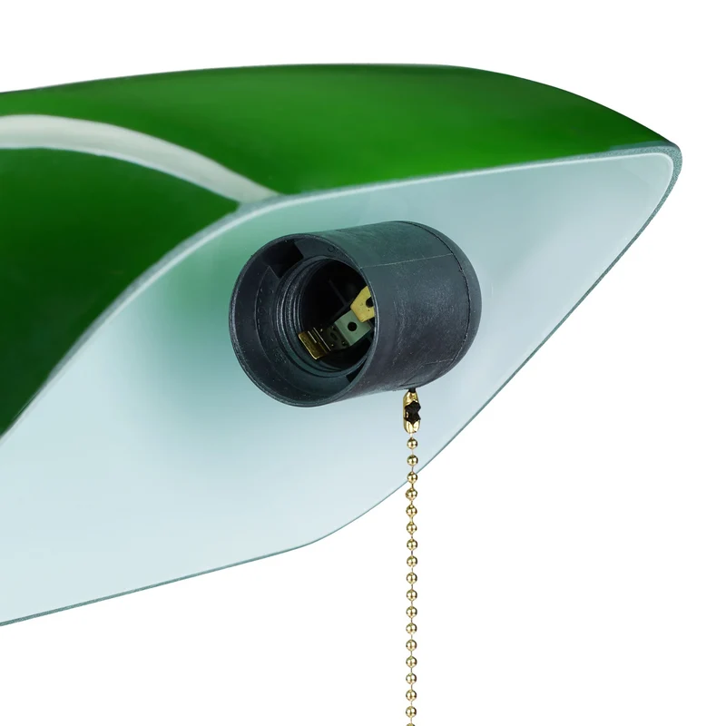 Lampe de bureau rétro style années 20 abat-jour en verre 30 x 20 x 20 cm socle bois décoratif réglable en verre vert 13_0010387