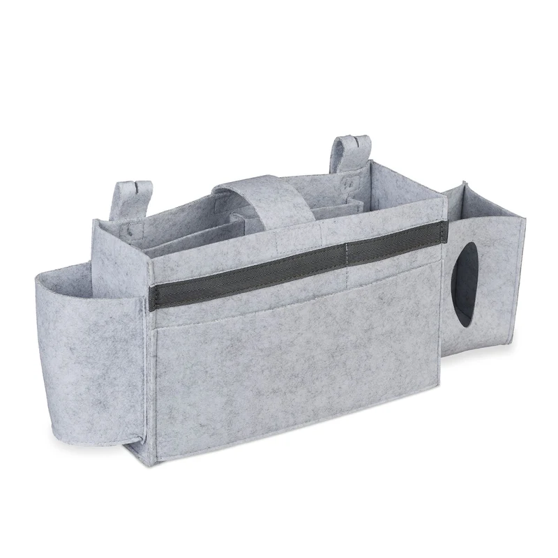Organiseur de lit mezzanine avec 8 compartiments pratique chambre enfant 23 x 43 x 11 cm en feutre gris 13_0009724