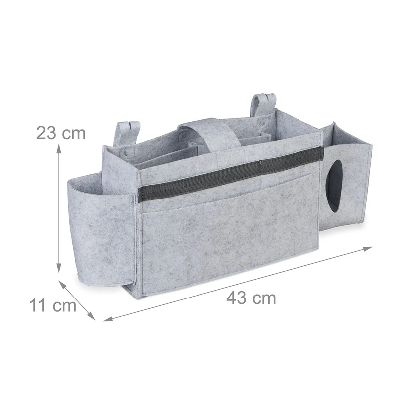 Organiseur de lit mezzanine avec 8 compartiments pratique chambre enfant 23 x 43 x 11 cm en feutre gris 13_0009724