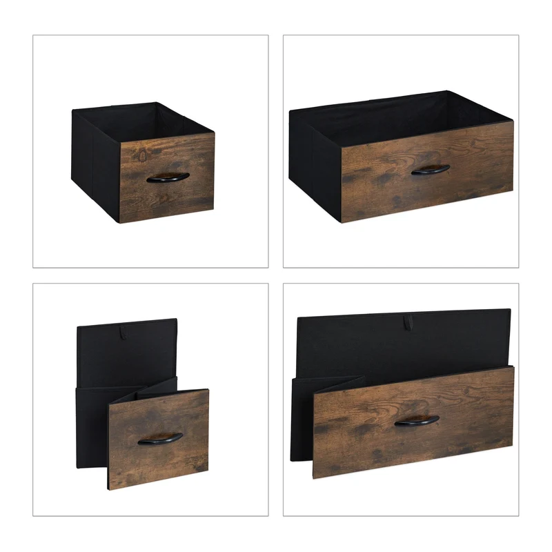 Commode 4 tiroirs moderne style industriel 100 x 40 x 80 cm grand espace de rangement en MDF noir 13_0010907