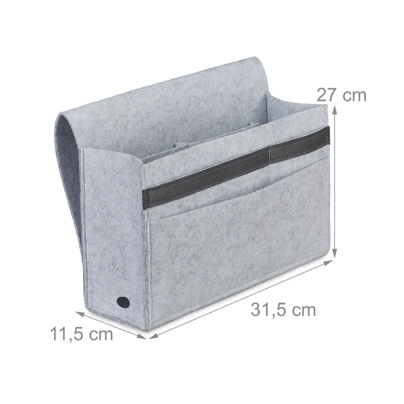 Organisateur de lit avec 6 compartiments pratique chambre 27 x 31,5 x 11,5 cm en feutre gris 13_0009720