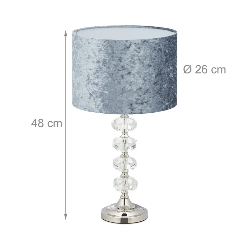 Lampe de table élégante en velours et cristal 30 x 30 x 40 cm éclairage indirect ambiance chaleureuse en velours beige 13_0009931