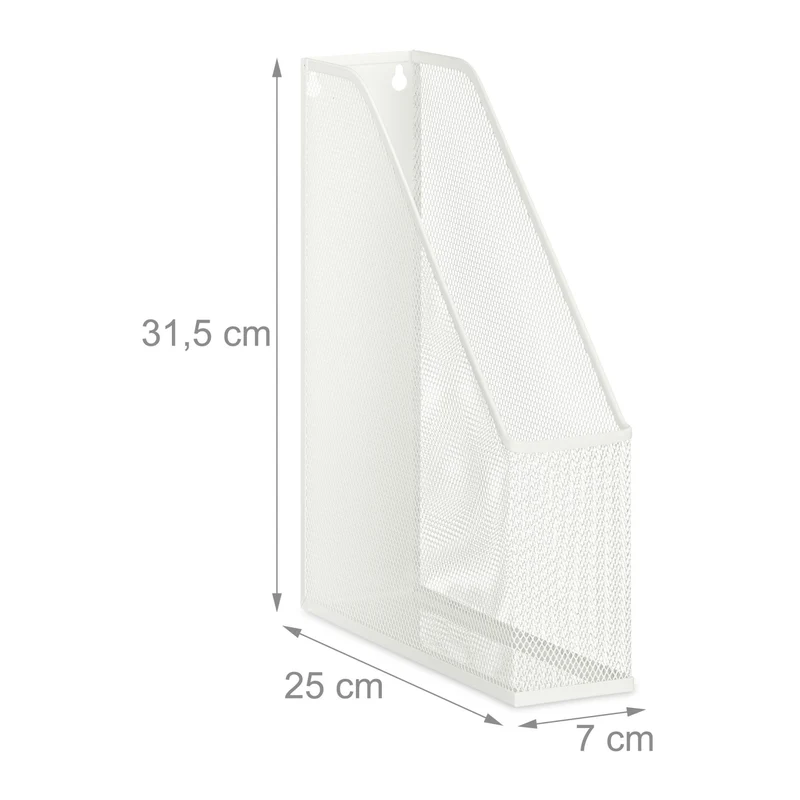 Range-revues à poser design moderne pour bureau 31 x 10 x 23 cm rangement pratique en métal blanc 13_0012577