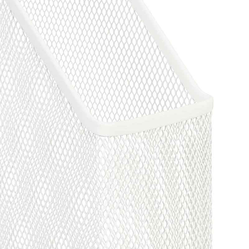 Range-revues à poser design moderne pour bureau 31 x 10 x 23 cm rangement pratique en métal blanc 13_0012577