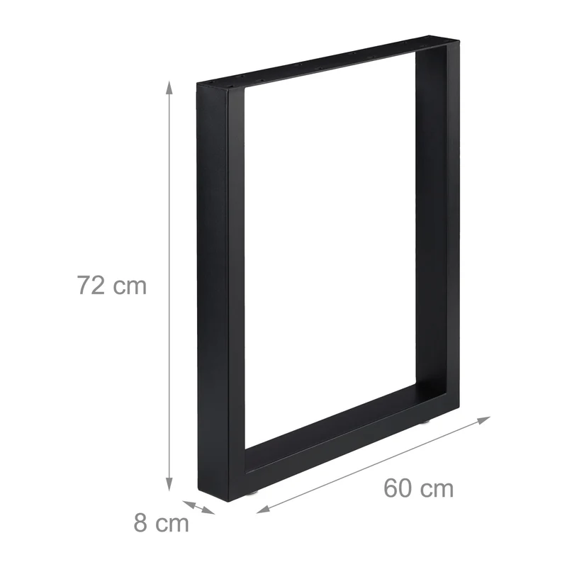Lot de 2 pieds de table multifonctionnels 1 x 43 x 30 cm design industriel finition mate en acier noir 13_0010093