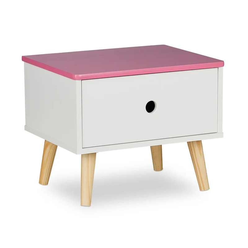 Table de nuit pour enfants rangement pratique 60 x 40 x 30 cm en MDF blanc 13_0012184