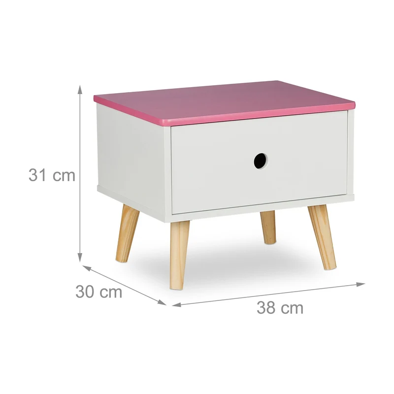 Table de nuit pour enfants rangement pratique 60 x 40 x 30 cm en MDF blanc 13_0012184