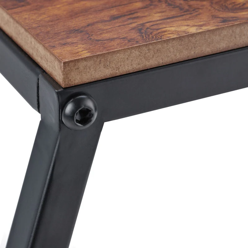Table d'appoint design industriel 70 x 40 x 50 cm avec roulettes forme incurvée en métal noir 13_0009990