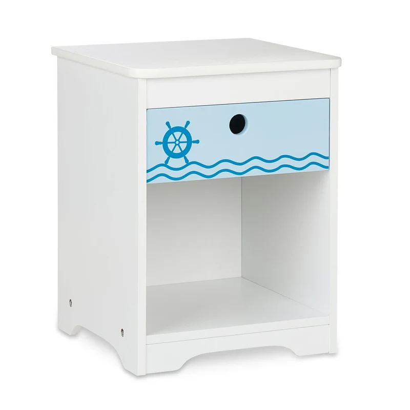 Table de nuit à tiroir pour enfant espace de rangement décoratif 60 x 40 x 40 cm en bois blanc 13_0012247