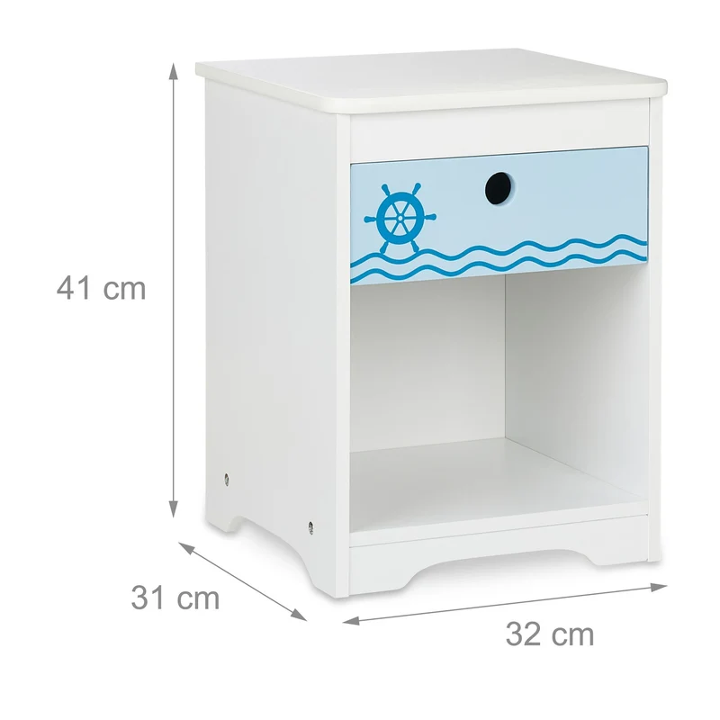 Table de nuit à tiroir pour enfant espace de rangement décoratif 60 x 40 x 40 cm en bois blanc 13_0012247