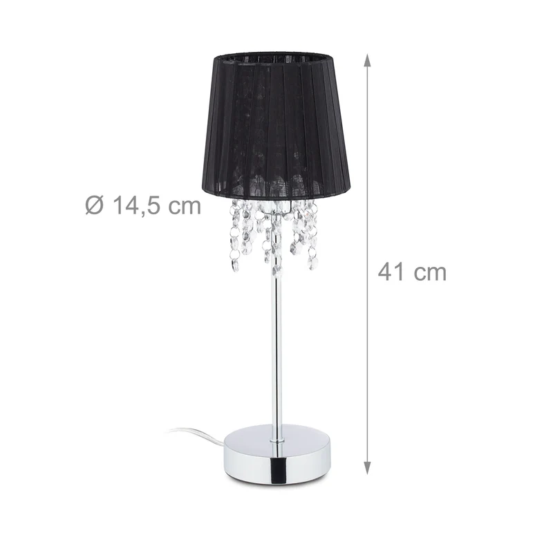 Lampe de table décorative ambiance cosy abat-jour 30 x 20 x 20 cm en organza noir 13_0011004