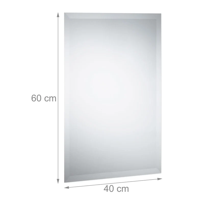 Miroir mural rectangulaire sans cadre 40 x 60 cm design épuré idéal salle de bain entrée en verre transparent 13_0010429
