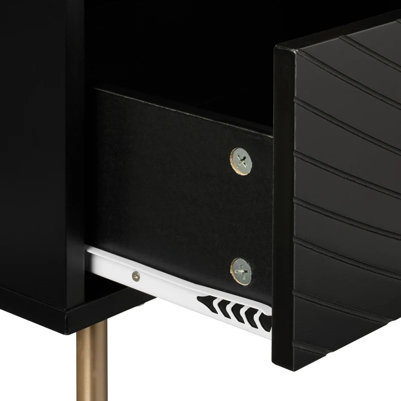 Table de nuit moderne 52 x 45 x 40 cm avec 2 tiroirs pratiques design noir en MDF noir 13_0015840