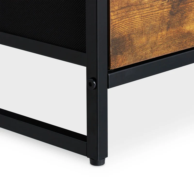 Commode rétro style industriel 6 tiroirs 90 x 40 x 75 cm rangement déco élégance en MDF noir 13_0010895