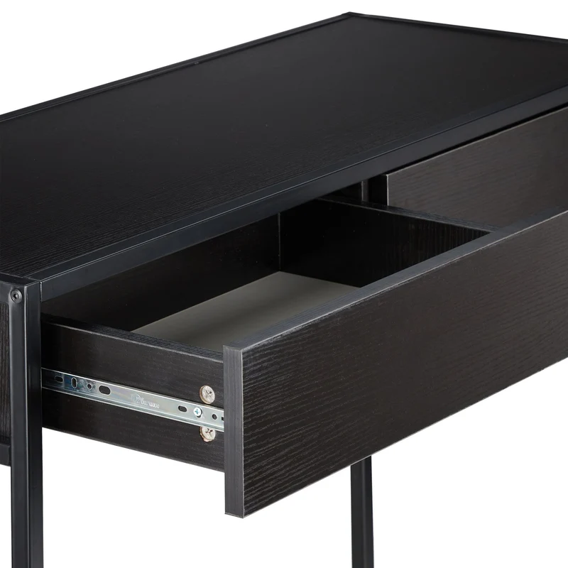 Table console étroite pour couloir rangement décorations 120 x 30 x 75 cm en bois noir 13_0010236