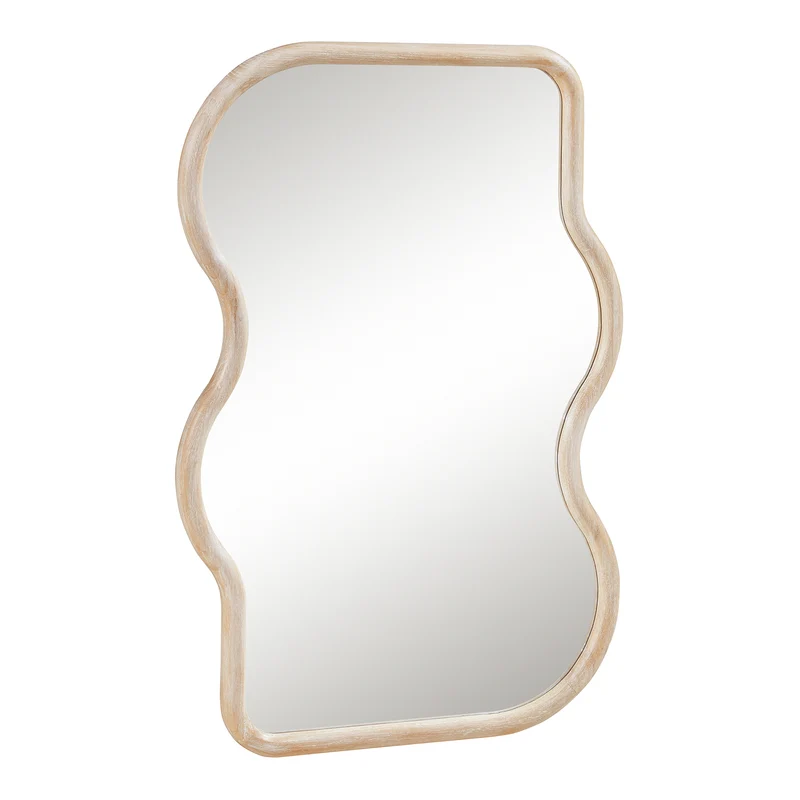 Miroir décoration moderne design mural 90 x 60 cm effet chêne beige 03_0010174