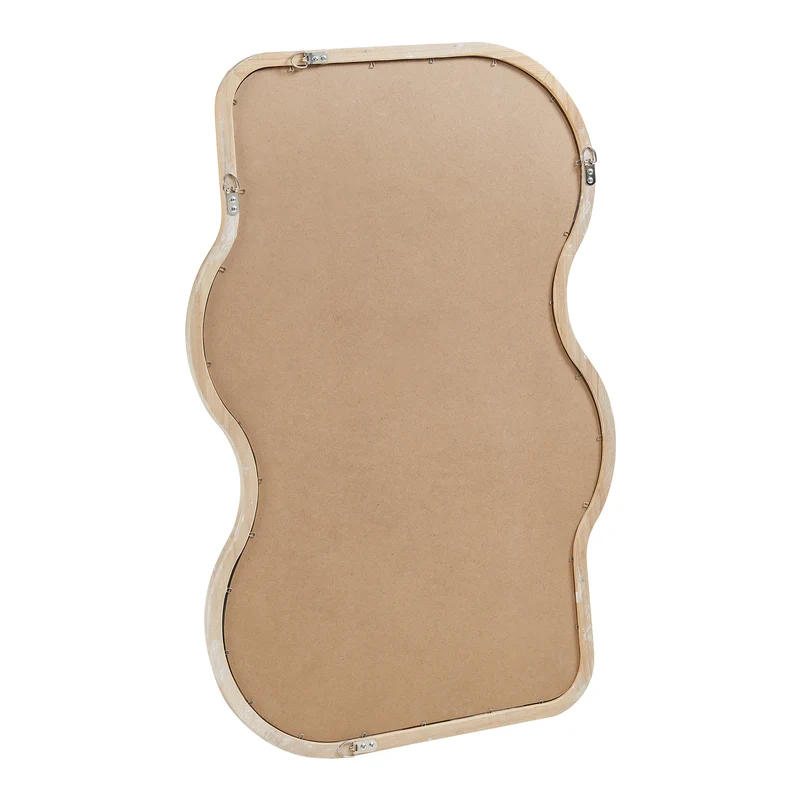 Miroir décoration moderne design mural 90 x 60 cm effet chêne beige 03_0010174