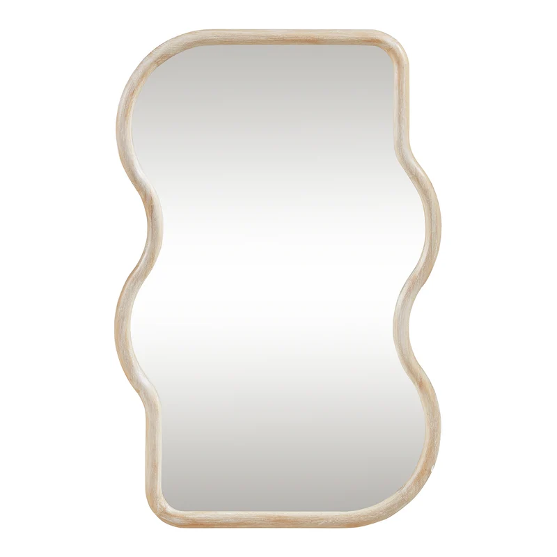 Miroir décoration moderne design mural 90 x 60 cm effet chêne beige 03_0010174