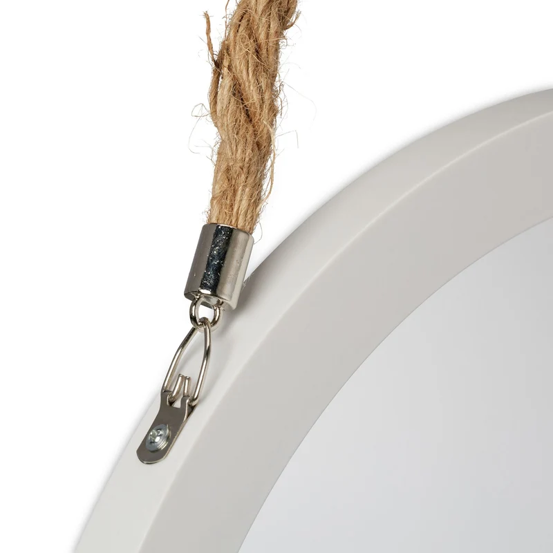 Miroir rond décoratif maritime pour salle de bain salon 60 x 60 cm en plastique blanc 13_0013246