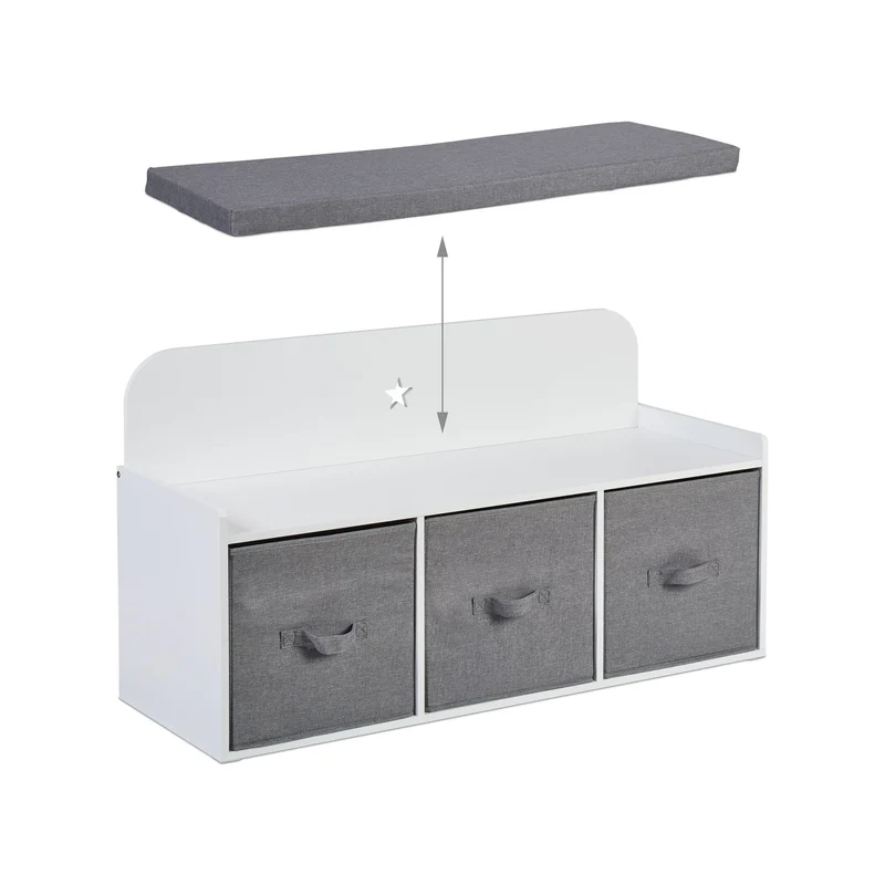 Banc pour enfants avec rangement 90 x 30 x 30 cm assise confortable design neutre en MDF blanc 13_0015816