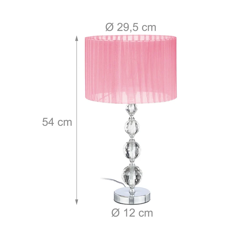 Lampe de table design moderne abat-jour rond style élégant salle à manger chambre 30 x 15 x 15 cm en organza rose 13_0011018