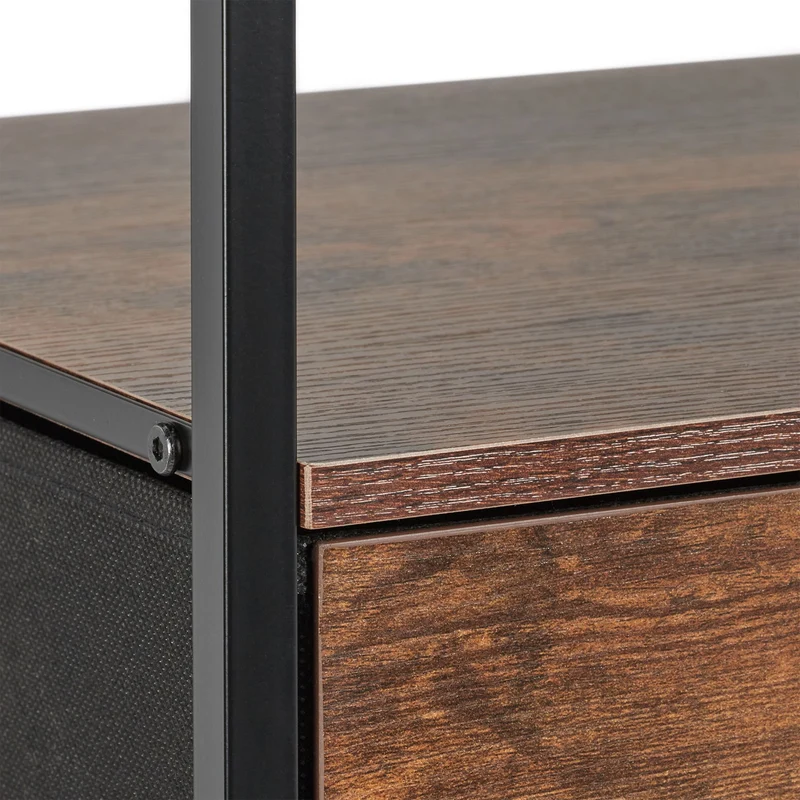 Lot de 2 tables de chevet design industriel 50 x 40 x 60 cm pratiques avec tiroirs rustiques en bois noir 13_0015934
