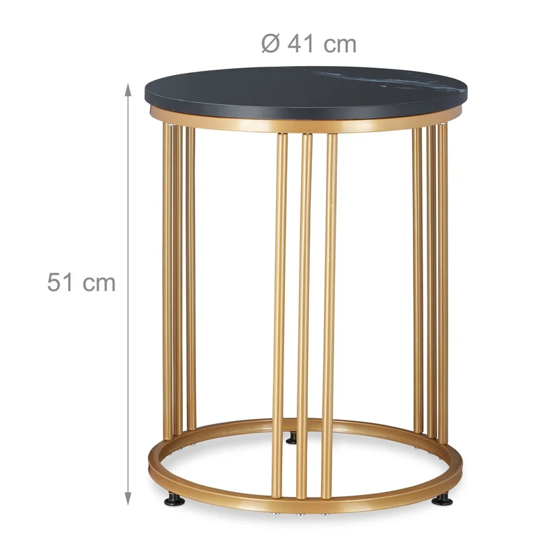 Table d'appoint décorative moderne 51 x 41 cm en MDF aspect marbre blanc 13_0010141
