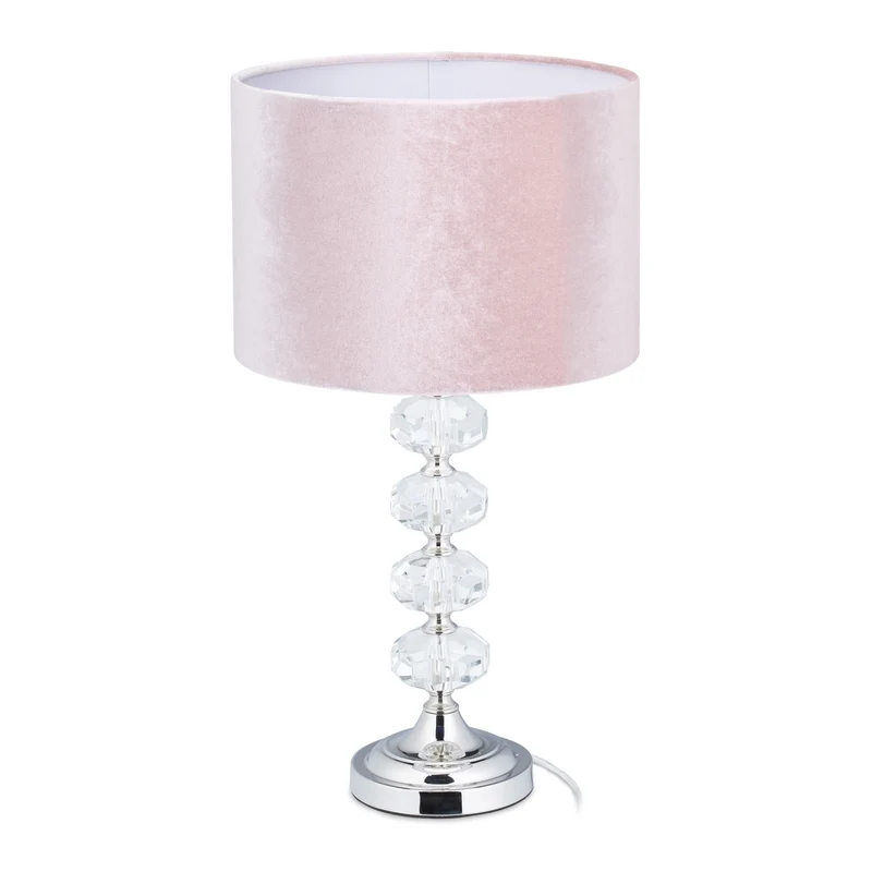 Lampe de chevet élégante design contemporain 30 x 15 x 15 cm lumière tamisée en cristal rose 13_0010841