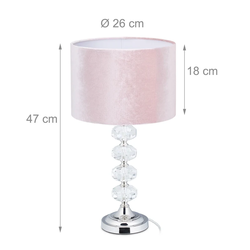 Lampe de chevet élégante design contemporain 30 x 15 x 15 cm lumière tamisée en cristal rose 13_0010841