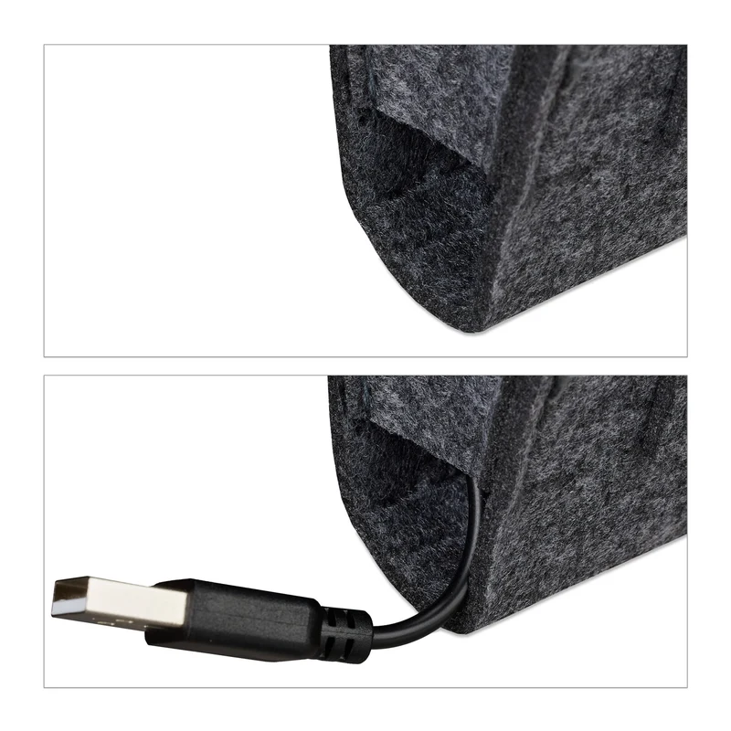 Organisateur de lit avec 5 compartiments rangement pratique chambre 26 x 28 x 5 cm en feutre gris 13_0009728