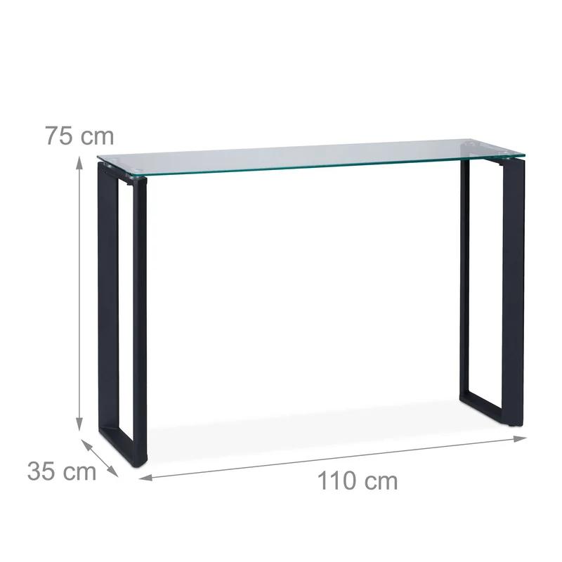 Table console étroite design élégant rangement lettres 90 x 30 x 80 cm en métal noir 13_0010628