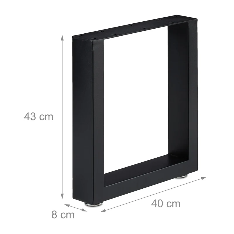 Lot de 2 pieds de table en acier noir pour table d’appoint cuisine design industriel 43 x 30 cm en acier noir 13_0010091