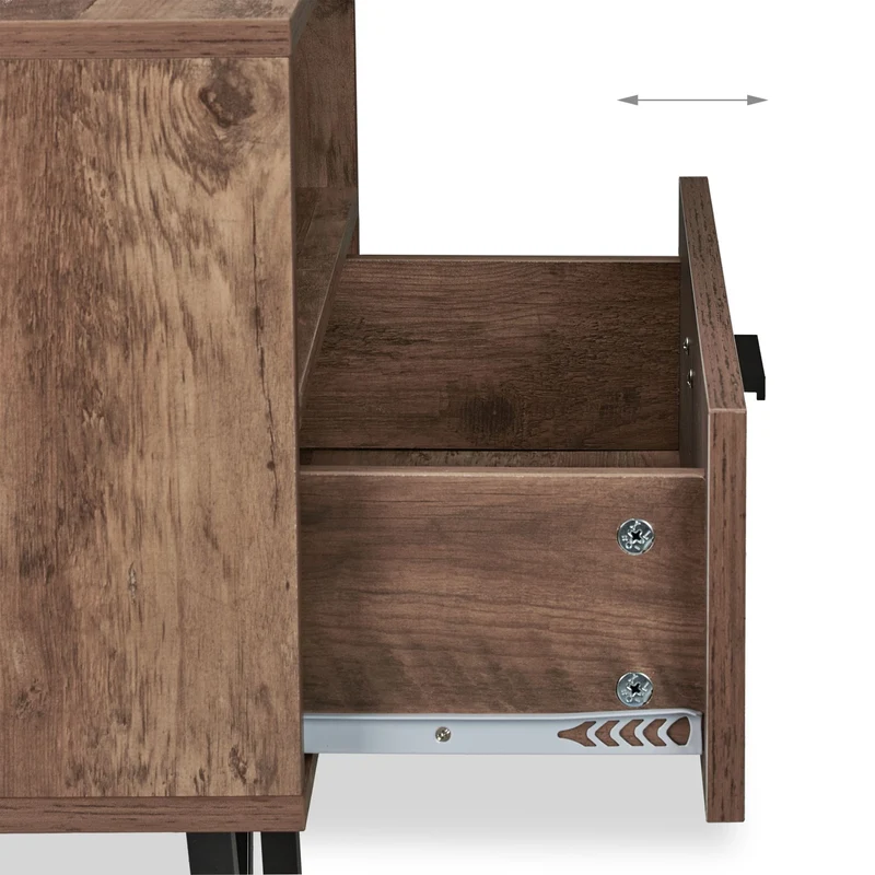 Table d'appoint industrielle rétro 60 x 40 x 50 cm avec tiroir rangement déco salon en bois marron 13_0011075