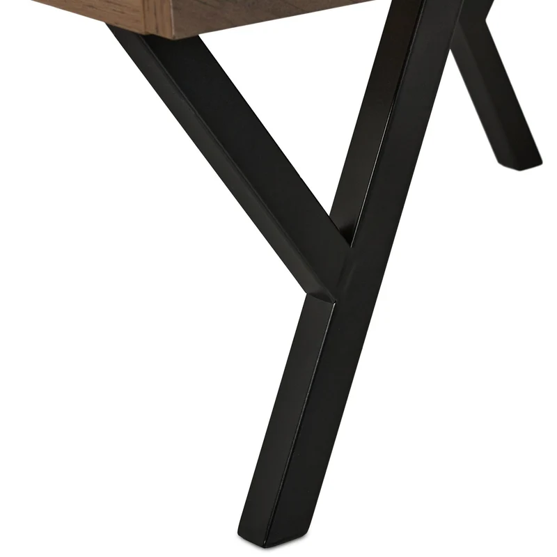 Table d'appoint industrielle rétro 60 x 40 x 50 cm avec tiroir rangement déco salon en bois marron 13_0011075