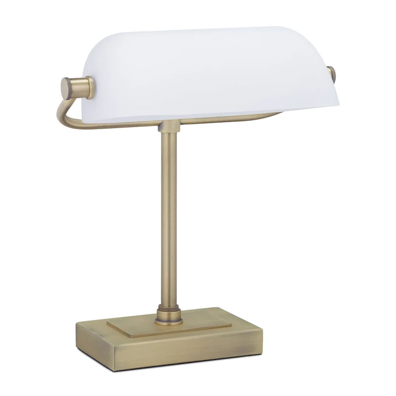 Lampe de bureau antique style art déco abat-jour inclinable 40 x 20 x 20 cm en métal blanc 13_0011717