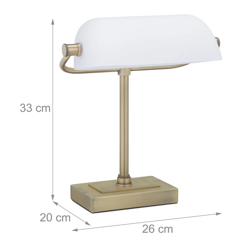 Lampe de bureau antique style art déco abat-jour inclinable 40 x 20 x 20 cm en métal blanc 13_0011717