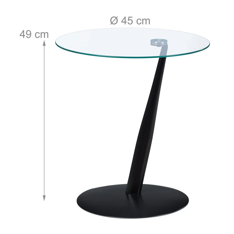 Table d’appoint ronde moderne bureau 50 x 50 x 45 cm pratique sociable en verre transparent 13_0010875