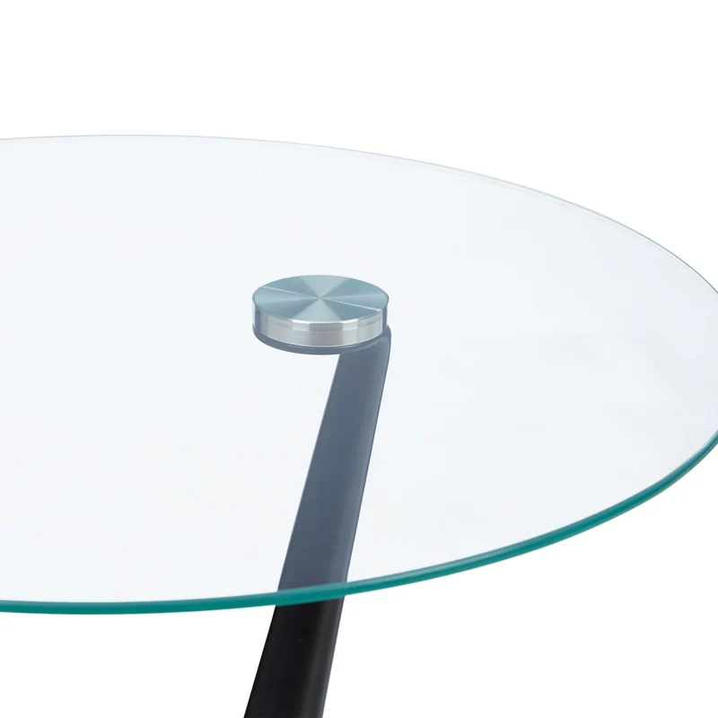 Table d’appoint ronde moderne bureau 50 x 50 x 45 cm pratique sociable en verre transparent 13_0010875