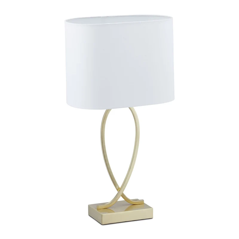 Lampe de table élégante pour salon chambre 30 x 15 cm éclairage tamisé ambiance moderne en tissu blanc 13_0011049