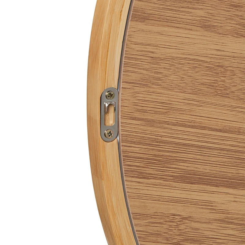 Miroir mural rond avec cadre design moderne salle de bain finition naturelle 60 x 60 cm en bambou beige 13_0013120