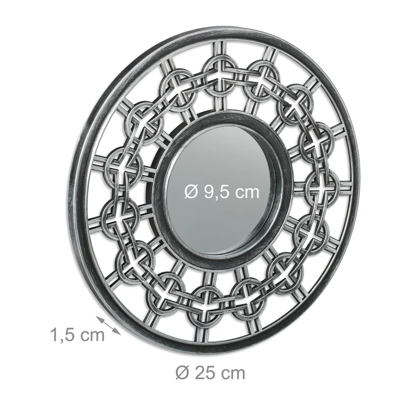 Lot de 3 miroirs décoratifs muraux à accrocher 30 x 30 cm pour embellir intérieur en plastique argenté 13_0013236