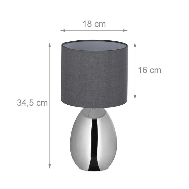 Lampe de chevet tactile moderne 30 x 15 x 15 cm éclairage d'ambiance décoratif en fer argent 13_0010878