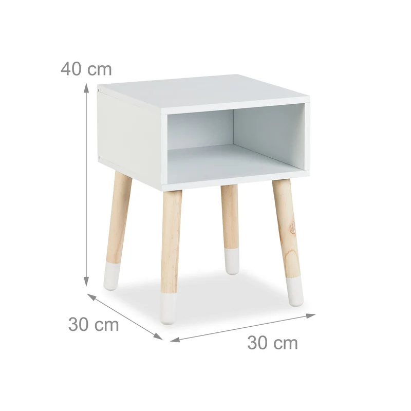 Table de chevet pour enfant rangement jouets 60 x 40 x 70 cm style scandinave en bois blanc 13_0016882