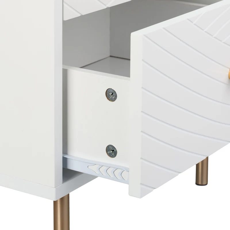 Table de nuit moderne avec 2 tiroirs pratiques 52 x 45 x 40 cm en MDF blanc 13_0015837