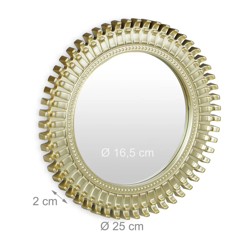 Lot de 3 miroirs décoratifs originaux pour mur intérieur 30 x 30 x 2 cm en métal doré 13_0013238