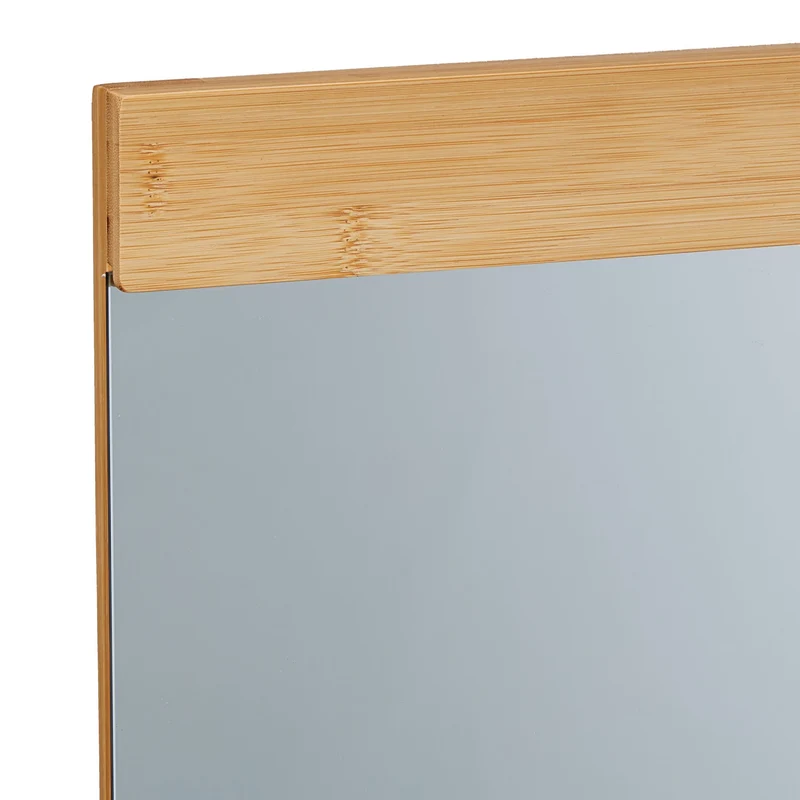 Miroir mural moderne avec surface de rangement 80 x 60 cm fonction pratique style naturel en bambou beige 13_0013119