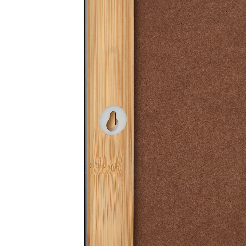 Miroir mural moderne avec surface de rangement 80 x 60 cm fonction pratique style naturel en bambou beige 13_0013119