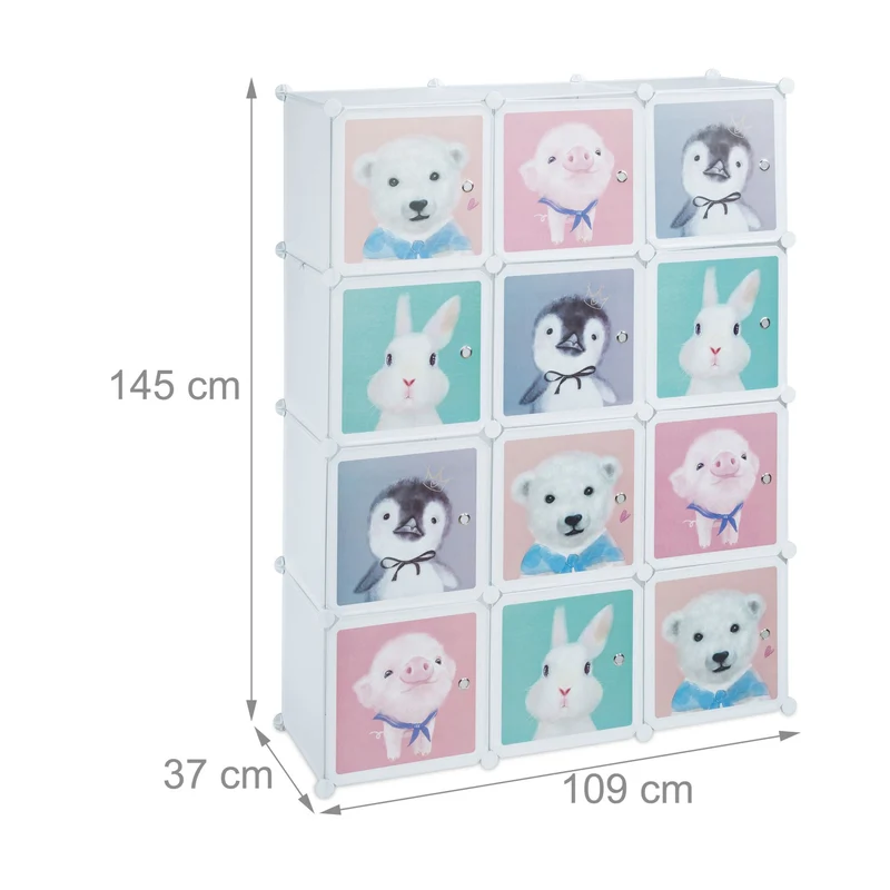 Armoire modulable pour enfants 6 cubes 2 cubes hautes tringle pratique chambre cosy en MDF blanc 13_0011150